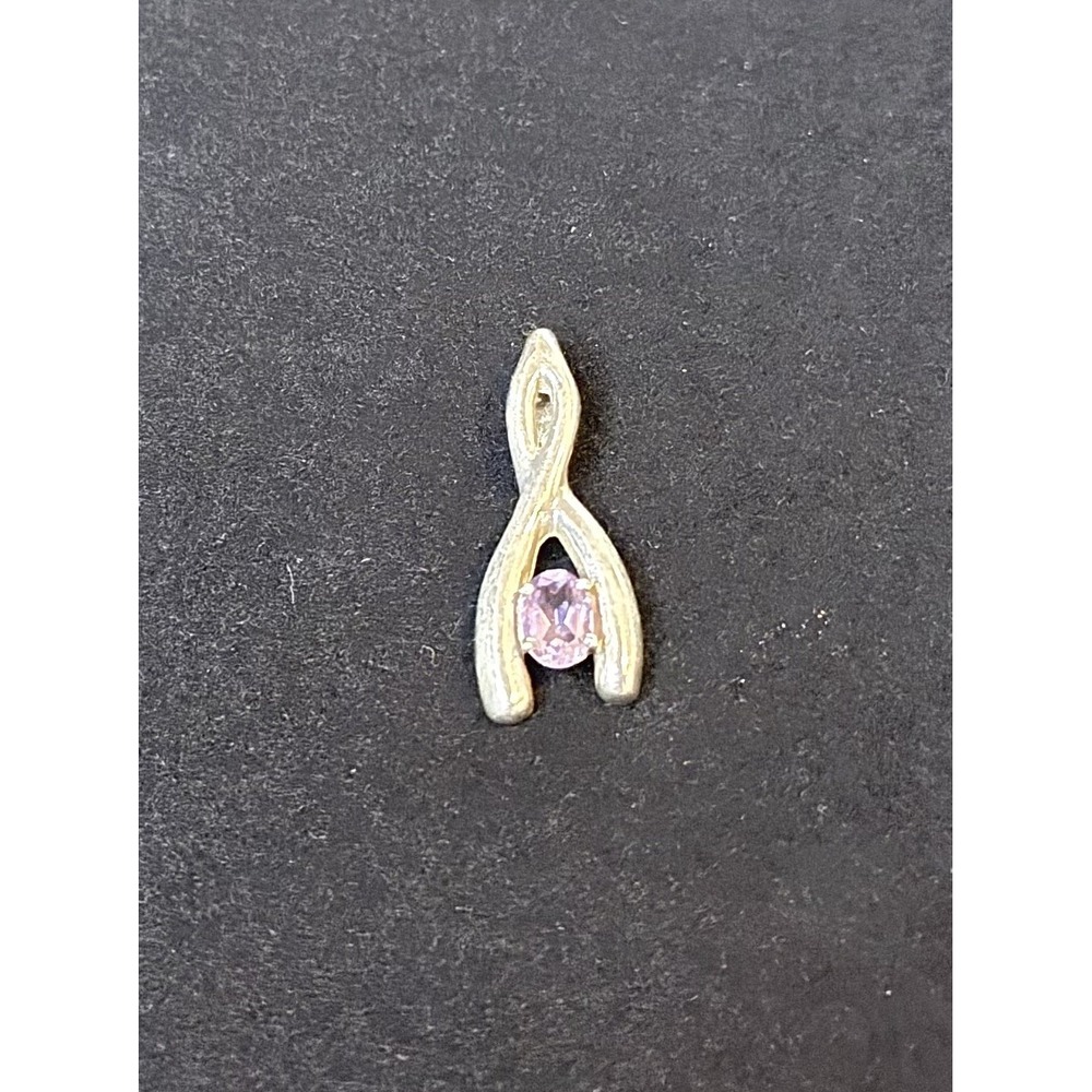 Sterling Silver 925 Amethyst Wishbone Pendant